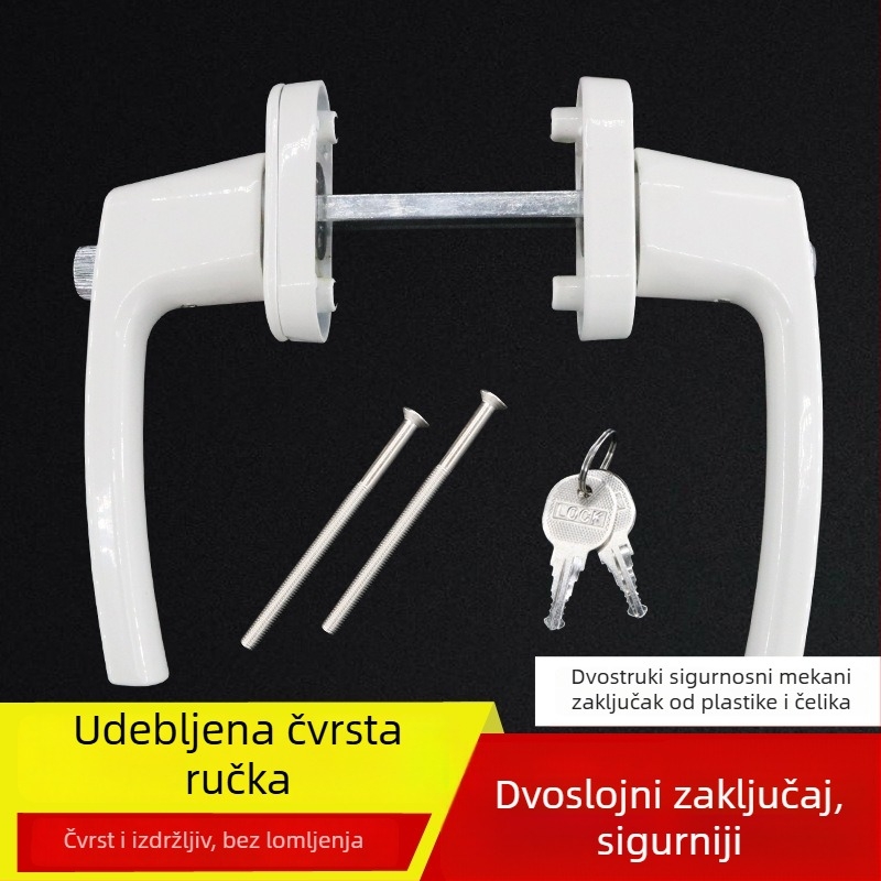 Spring Plastic brava za vrata od cinkove legure s ključem za sigurnost i dvostrukom ručkom, model CY-holding hands, moderan stil