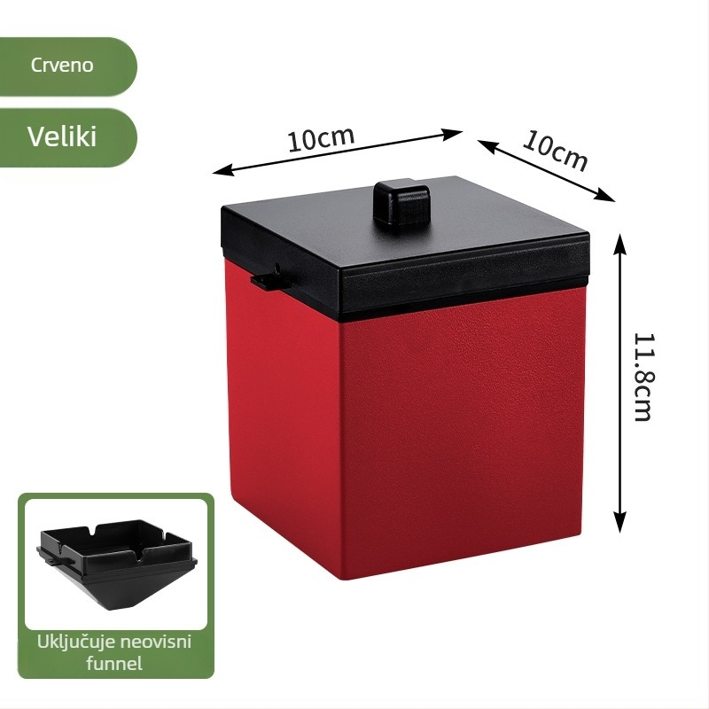 Auto pepelnjak od nehrđajućeg čelika s poklopcem, dvostruki sloj, otporan na vjetar, uključuje lijevak i poklopac, nano premaz