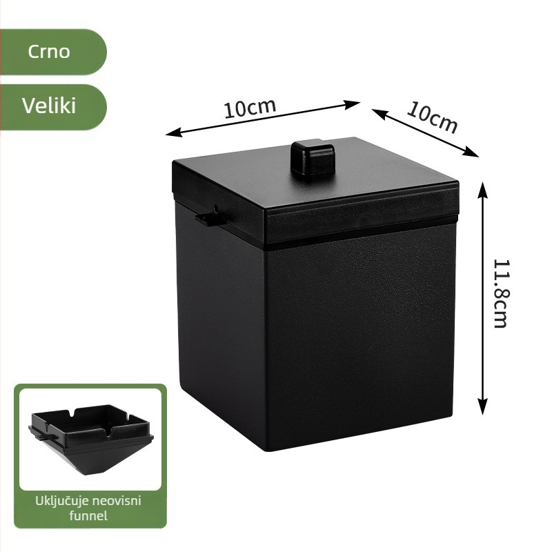 Auto pepelnjak od nehrđajućeg čelika s poklopcem, dvostruki sloj, otporan na vjetar, uključuje lijevak i poklopac, nano premaz