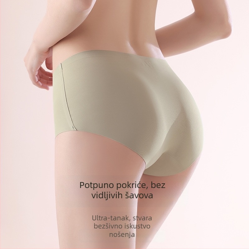 Bešavne ženske gaćice za jogu i fitness – Ice Silk najlon, prozračné, antibakterijske, visok struk