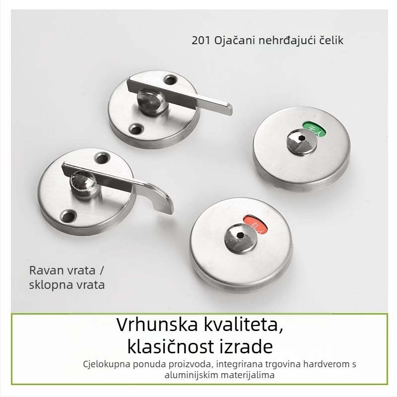 Brava za pregradnu vrata javne kupaonice – nehrđajući čelik, indikator brava, moderni minimalistički dizajn