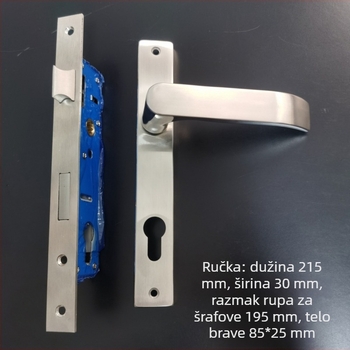Brava s ručkom za izuzetno uska vrata, nehrđajući čelik, model HW Narrow Surface-G22 (za aluminijska i drvena vrata)