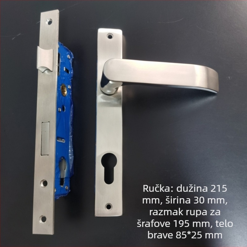Brava s ručkom za izuzetno uska vrata, nehrđajući čelik, model HW Narrow Surface-G22 (za aluminijska i drvena vrata)