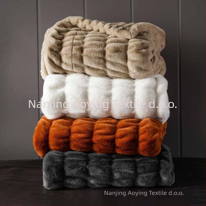 Dvostruka deka od lažnog zeca s krznom, dvostrana, zimska, jednobojna, 98% poliester / 2% elastan, 1750g/2800g