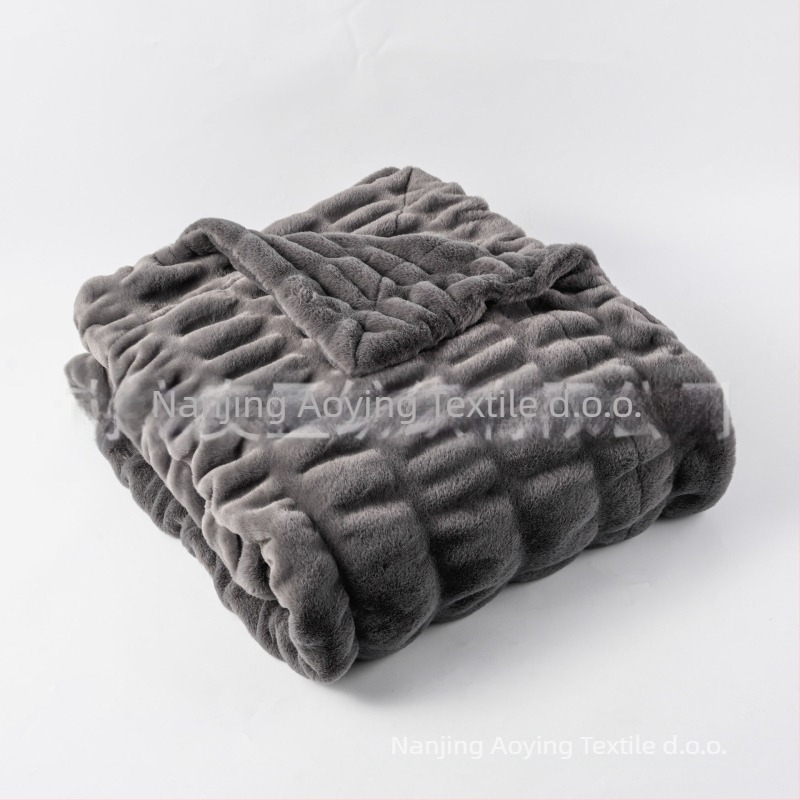 Dvostruka deka od lažnog zeca s krznom, dvostrana, zimska, jednobojna, 98% poliester / 2% elastan, 1750g/2800g
