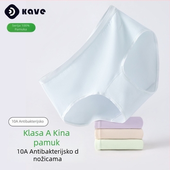 Ženske pamukaste gaćice s srednjim strukom, tkanina s 40 niti, antibakterijske, pamukasta podstava.