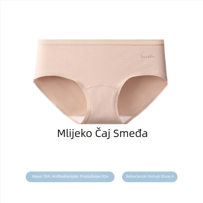 Ženske pamukaste gaćice s srednjim strukom, tkanina s 40 niti, antibakterijske, pamukasta podstava.