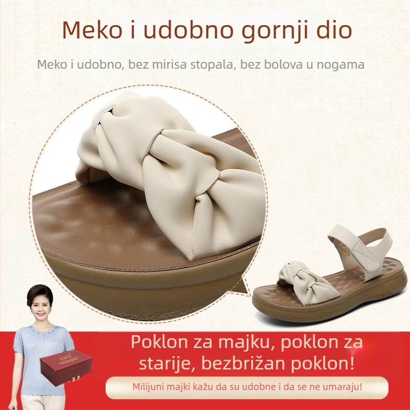 Ženske modne sandale s gornjim dijelom od mikrovlakana, PU đon, okrugli vrh, Velcro zatvarač, klinasti potpetica