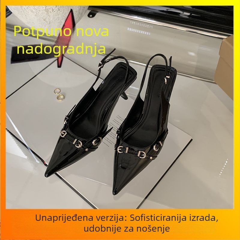 Sandale s jednim remenom, PU gornji dio, PU podloga, niski klinasti potpet