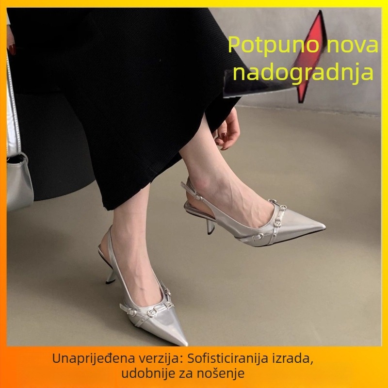 Sandale s jednim remenom, PU gornji dio, PU podloga, niski klinasti potpet