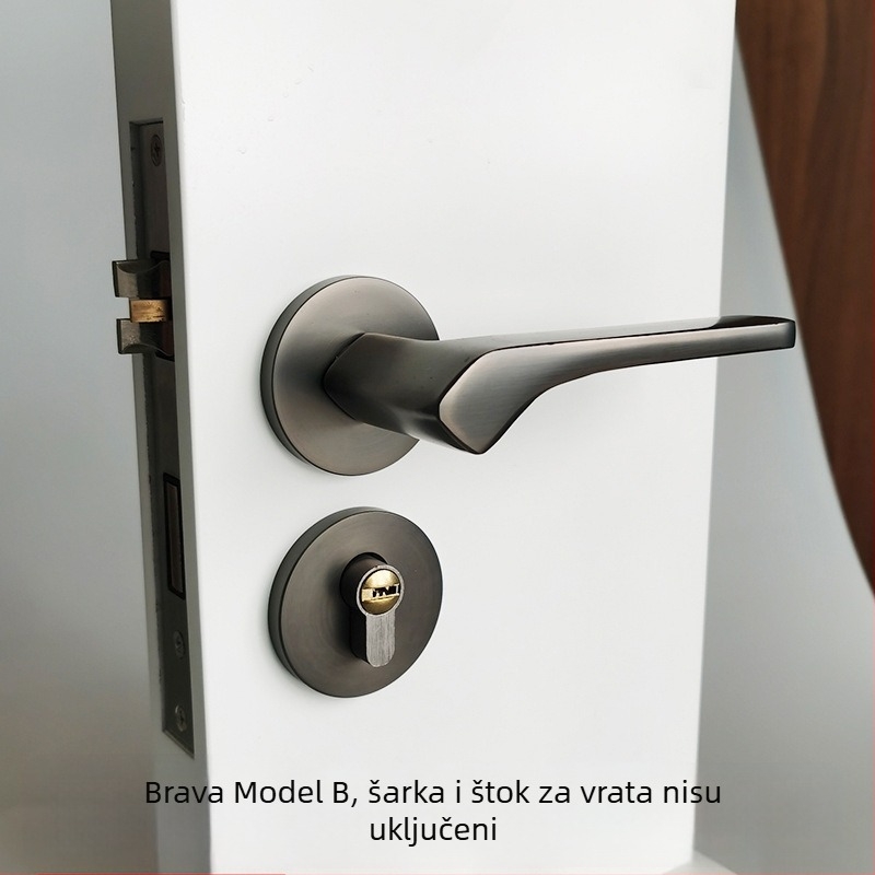 Set zaključavanja vrata s šarkama i unutarnjom kvakom – HS model, aluminij, kvaka, lagani luksuz
