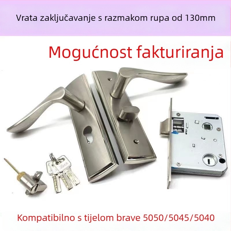 XBK 01 130 mm razmak rupa, cinkova legura, brava za drvena vrata, tijelo s dvostrukim jezičkom 5050