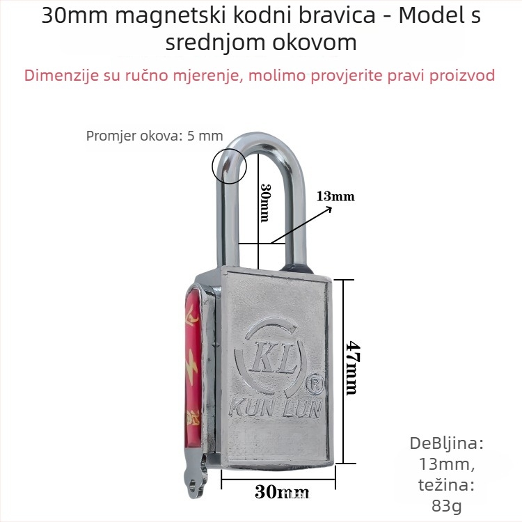 Sigurnosna brava za kutiju mjernog uređaja, tijelo od legiranog čelika, magnetska brava s bočnim otvaranjem, model XTE-CGMMS