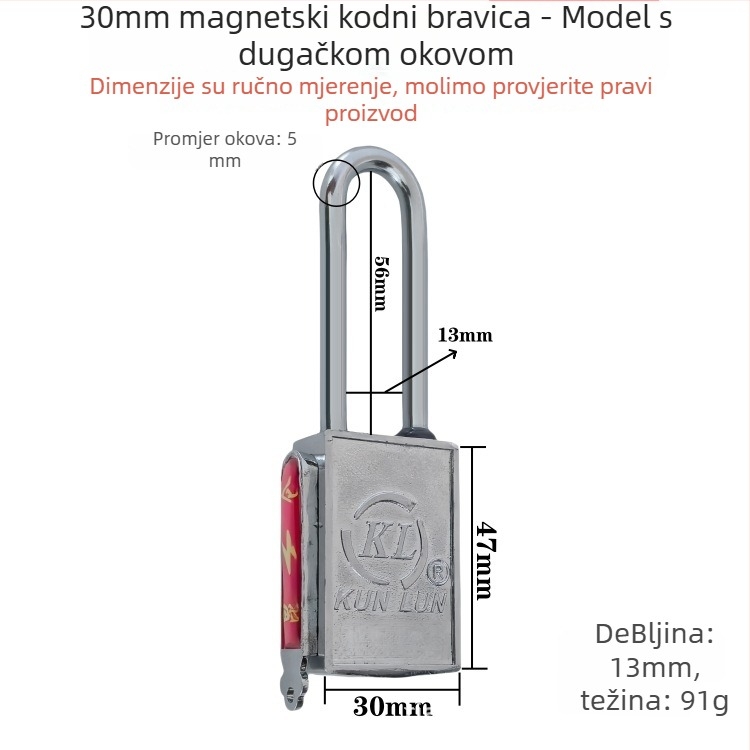 Sigurnosna brava za kutiju mjernog uređaja, tijelo od legiranog čelika, magnetska brava s bočnim otvaranjem, model XTE-CGMMS