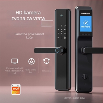 K1 Pro pametni bravu s otiskom prsta za drvena ulazna vrata - kapacitet 100 otisaka; skeniranje <0,5 s; lažno prepoznavanje 0,001%; daljinsko otključavanje