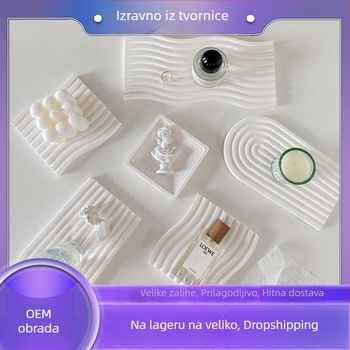 Fotografski rekviziti: kružni pladanj od gipsa s valovitim uzorkom za fotografiranje proizvoda