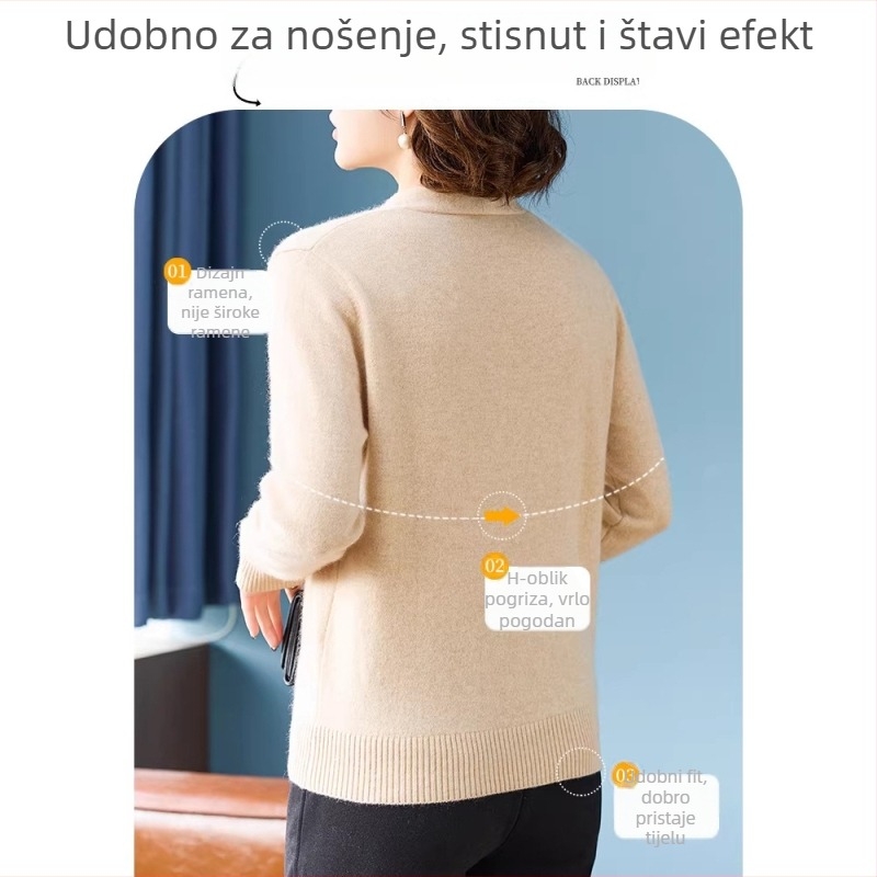 Pulover od 100% vune za majke, Zimska 2025, Etnički stil, Ležerna silueta, Bez rukava