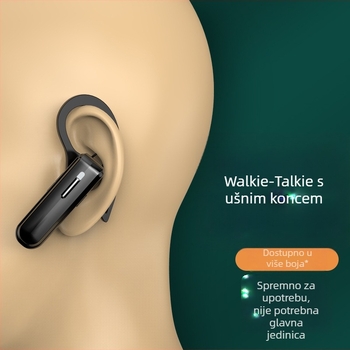 Bežični interkom s ušnim kopčom, model V168, raspon frekvencija 400–470 MHz, 16 kanala, doseg do 1,5 km, litijeva baterija 350 mAh