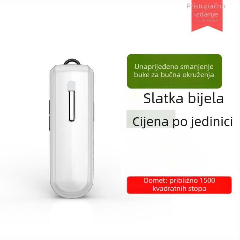 Bežični interkom s ušnim kopčom, model V168, raspon frekvencija 400–470 MHz, 16 kanala, doseg do 1,5 km, litijeva baterija 350 mAh