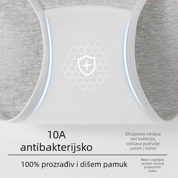 Ženske pamučne gaćice, prozračne, srednje visokim strukom, 95–100% pamuk, podstava prepona 100% pamuk, uzorak: slova