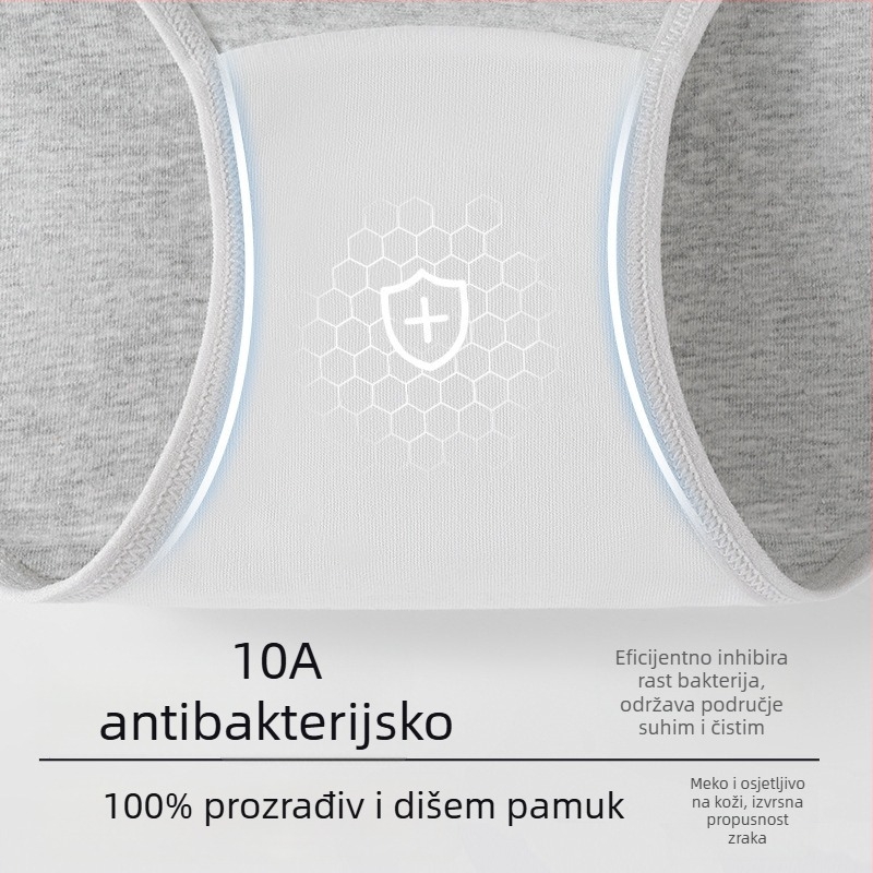 Ženske pamučne gaćice, prozračne, srednje visokim strukom, 95–100% pamuk, podstava prepona 100% pamuk, uzorak: slova
