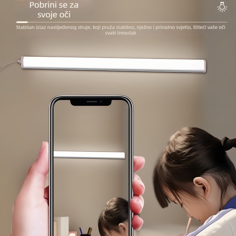 Studentska stolna lampa s USB napajanjem i glasovnim upravljanjem, LED za zaštitu očiju (CRI ≥95; Jedinstvena ravnomjernost ≤2; USB napajanje; Napon 110–220V; Materijal abažura PC+ABS)