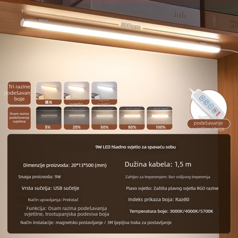Studentska stolna lampa s USB napajanjem i glasovnim upravljanjem, LED za zaštitu očiju (CRI ≥95; Jedinstvena ravnomjernost ≤2; USB napajanje; Napon 110–220V; Materijal abažura PC+ABS)