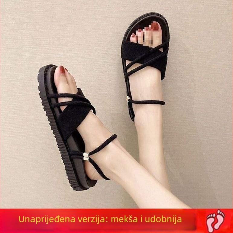 Sandale s jednim remenom, PU gornji dio, gumena potplata, otvoreni prst, slip-on, casual stil
