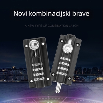 Mehanička brava s lozinkom za vanjska drvena vrata, vodootporna, od željeza, model Latch lock, 5 mm debljina šipke, moderni minimalistički stil