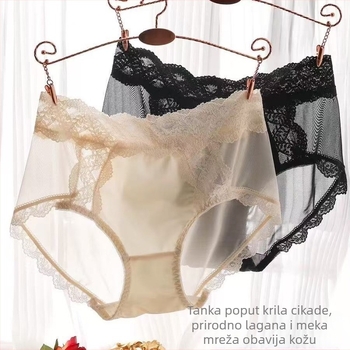 Ženske bešivne gaćice od satin-cipke s Mulberry svilom, prozračne, srednji pojas, podizanje zadnjice i kontrola trbuha