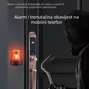 Pametna brava za vrata s 3D prepoznavanjem lica i otiska prsta; 100 otisaka; 200000 otključavanja; skeniranje 0,01 s; FAR 0,01%; FRR 0,01%