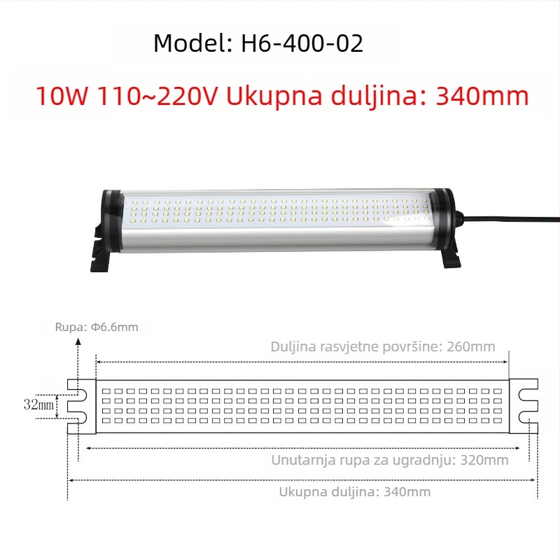 LED vodootporna CNC tokarna radna svjetiljka, 220V, otporna na eksplozije
