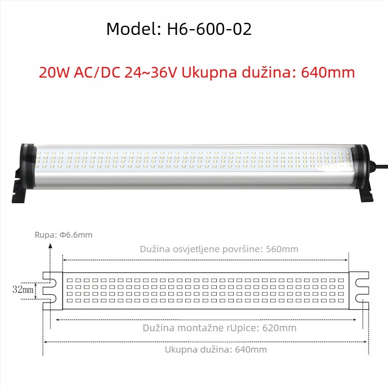 LED vodootporna CNC tokarna radna svjetiljka, 220V, otporna na eksplozije