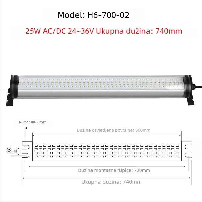 LED vodootporna CNC tokarna radna svjetiljka, 220V, otporna na eksplozije