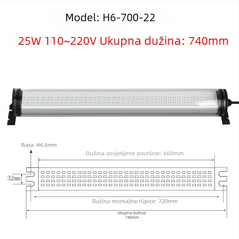 LED vodootporna CNC tokarna radna svjetiljka, 220V, otporna na eksplozije
