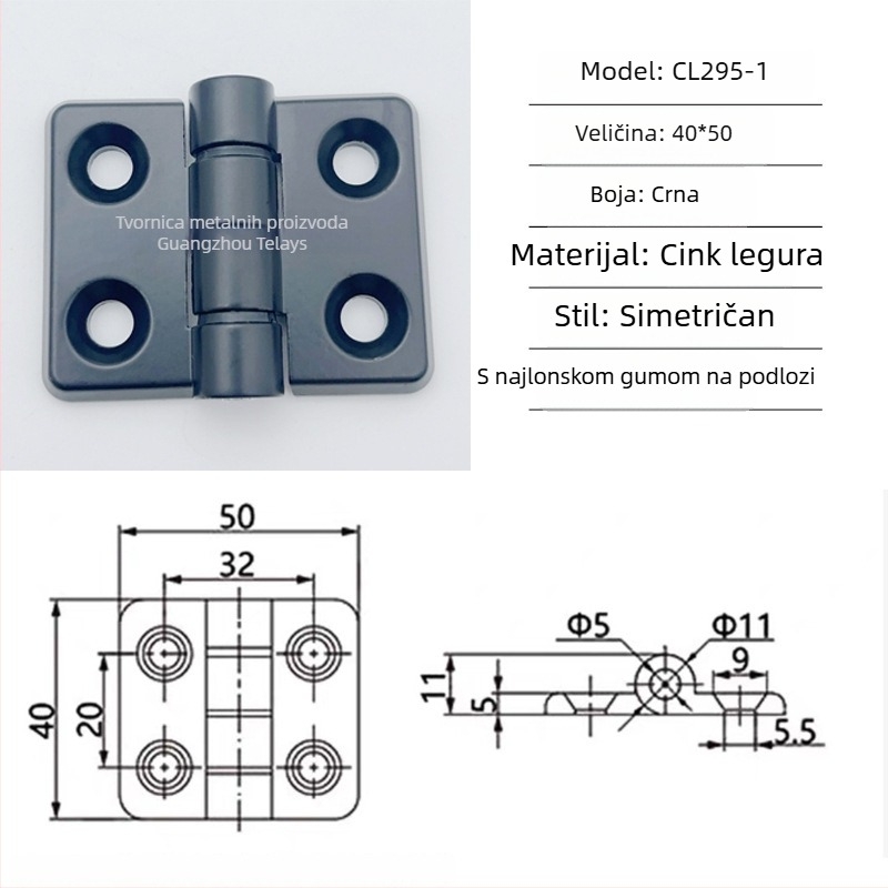 Šarka Cl295 za sklopne ormariće razvodne kutije od cinkove legure; uobičajena debela šarka; završna obrada sprej bojom; brend Ternis