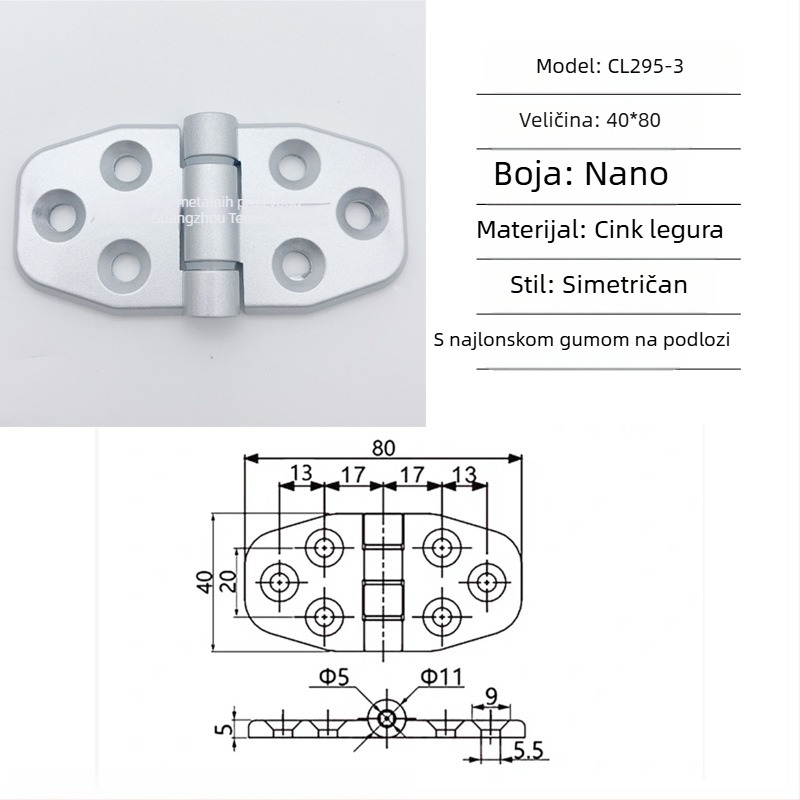 Šarka Cl295 za sklopne ormariće razvodne kutije od cinkove legure; uobičajena debela šarka; završna obrada sprej bojom; brend Ternis