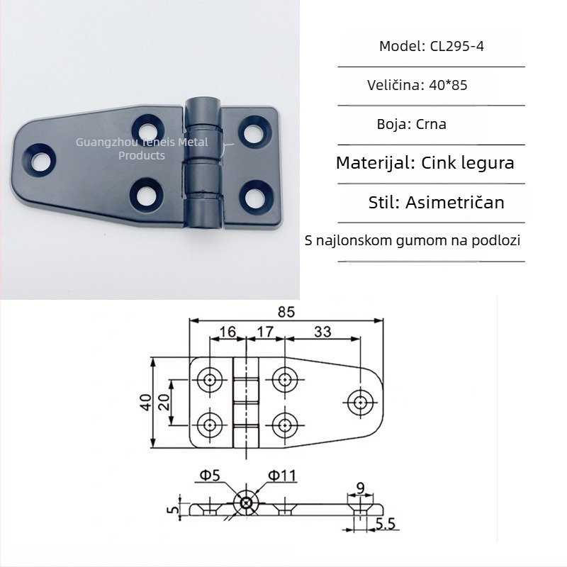 Šarka Cl295 za sklopne ormariće razvodne kutije od cinkove legure; uobičajena debela šarka; završna obrada sprej bojom; brend Ternis