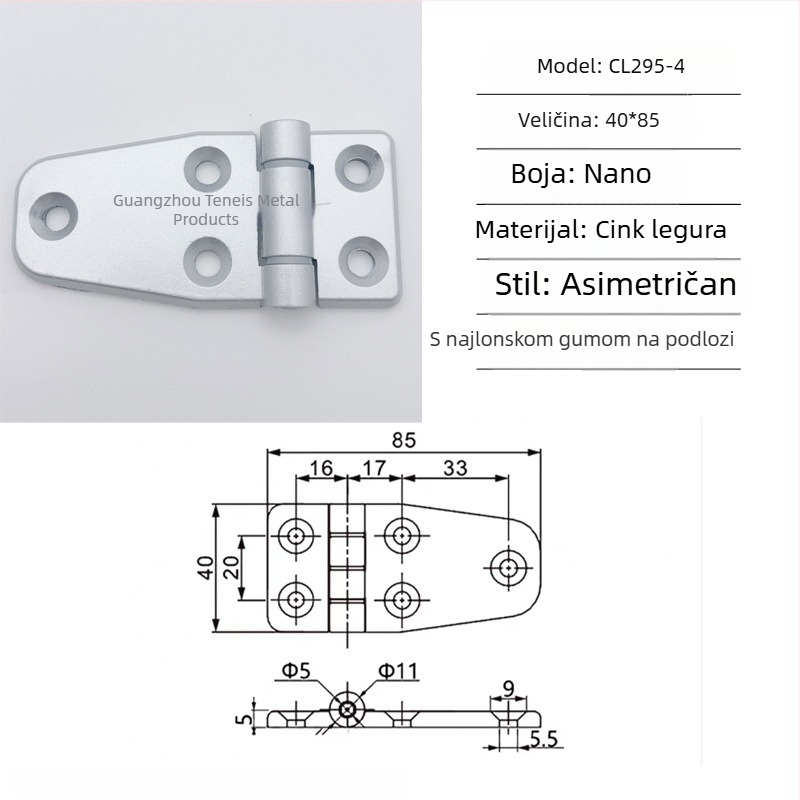 Šarka Cl295 za sklopne ormariće razvodne kutije od cinkove legure; uobičajena debela šarka; završna obrada sprej bojom; brend Ternis