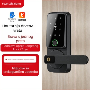 Biometrijska pametna brava s otiskom prsta za kućna, hotelska i apartmanska vrata – pristup otiskom prsta, lozinkom, karticom i ključem; 100 otisaka, više od 6000 otključavanja, skeniranje 0,5 s, radna temperatura -20°C do 70°C