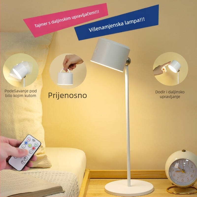 Stolna lampa sa senzorom dodira, ABS abažur, ugrađena litijska baterija, CRI ≥95, suvremeni minimalistički dizajn