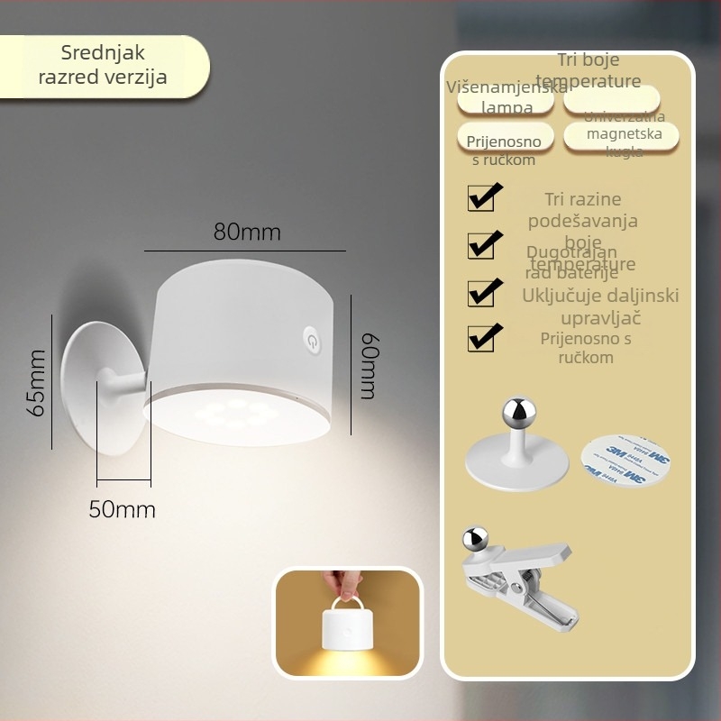 Stolna lampa sa senzorom dodira, ABS abažur, ugrađena litijska baterija, CRI ≥95, suvremeni minimalistički dizajn