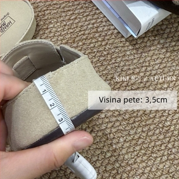 Ženske Birkenstock stil cipele s debelim potplatom, gornji dio teleće nubuk kože, gumeni potplat, karikatura uzorak, povećanje visine 3–5 cm