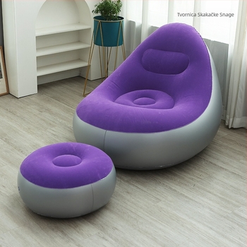 Naduvani kauč s PVC flokiranom površinom; debljina 0,55 mm; težina 1,5 kg; materijal: ekološki PVC; model: PVC naduvani kauč