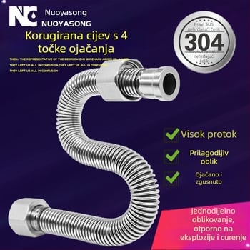 304 nerđajući čelik hullirani crijev za ulaz/izlaz vode na bojleru, čvrst metalni spoj
