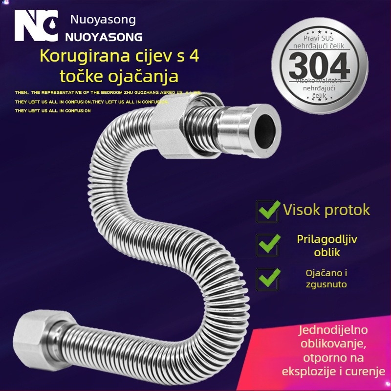 304 nerđajući čelik hullirani crijev za ulaz/izlaz vode na bojleru, čvrst metalni spoj