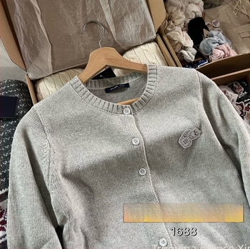 Ženski pamučni kardigan, okrugli izrez, dugi rukavi, preppy stil, pamučna smjesa 30-50%, jesen 2024