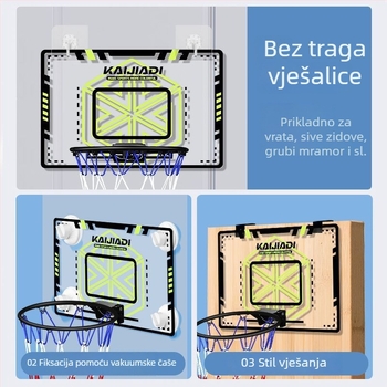 Zidni koš za košarku s tablicom za djecu – bez bušenja, PVC, 0,5–3 kg, unutarnja/vanjska upotreba, tih