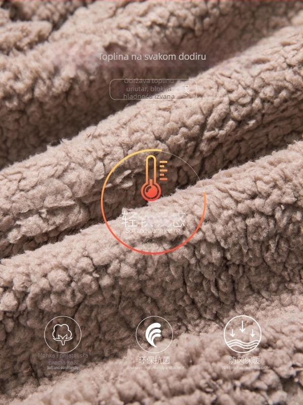 Datang Furong Ženske hlače od lamb fleece za zimu, udoban slobodan kroj, dugi ravni kroj, materijal: viskozna 50–70%, poliester 30–50%, spandex 2,4%