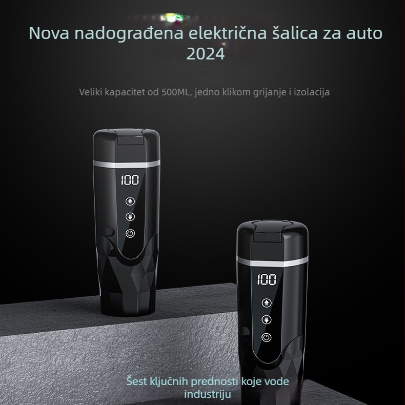 Automobilska grijana čaša za vodu 12V/24V, ABS, 65–95W, Model JZ-6581